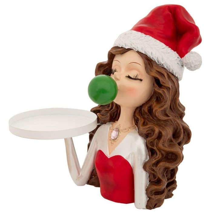 RAGAZZA GOMMA ROSSA VASSOIO METALLO 21X17X23CM